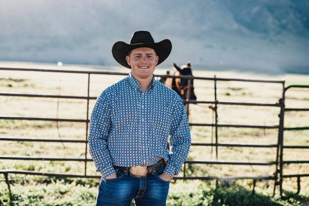 Rodeo event with wild horses and raging bulls in rodeo arena in Utah, USA