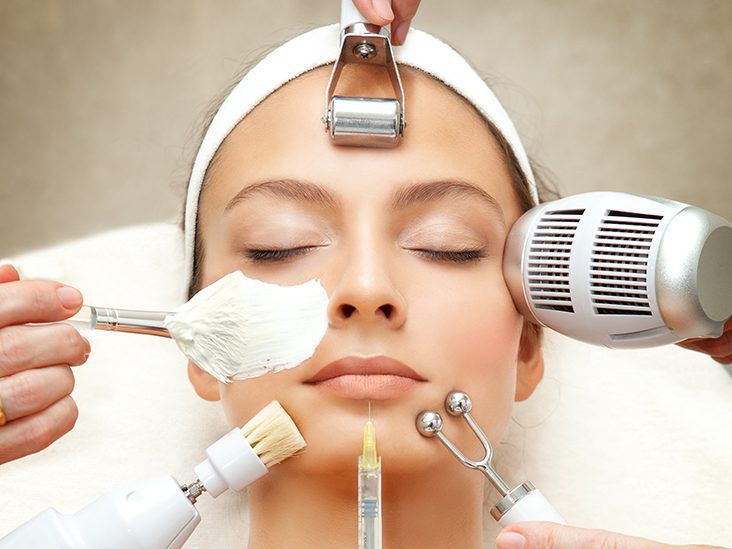 Spa Series: Young Beautiful Woman Having Various Facial Treatment.